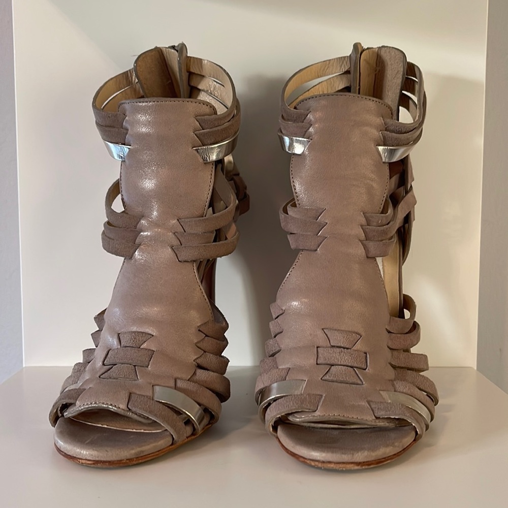 Jimmy Choo Grey & Silver Strappy Heels